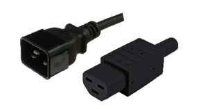 Custom Cable: Moulded C20 to Fitted C21, Black