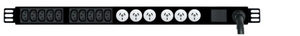 Power Strip 16 Outlets IEC C13 + 3 Pin Outlets 0.7m Vertical Rack Mounted