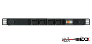Power Strip 4 Outlets IEC-Lock C19 0.5m Vertical Rack Mounted