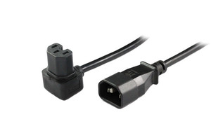 C14 to C15 angled bottom entry, Black - Rubber