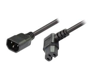 C14 to C15 Right Angle, Black - Rubber