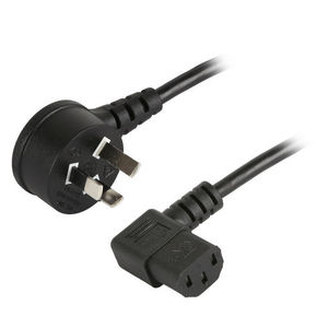 3 pin Side Entry to C13 Left-hand angle, Black
