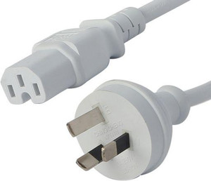 3 pin to C15, White - Rubber (1mm2)