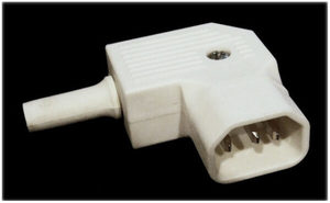 Products: 10A C14 IEC LH entry angle plug White - European