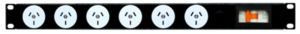 Power Strip 6 Outlets 3pin 19in 1RU Horizontal Rack Mounted