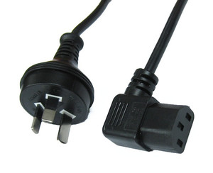 3 pin to C13 Right-hand angle, Black