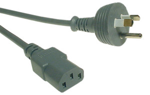 3 pin Round Earth to C13, Grey