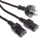 3 pin to 2x C13, Black (1mm2)