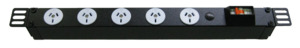 Power Strip 5 Outlets 3pin 0.5m Vertical Rack Mounted