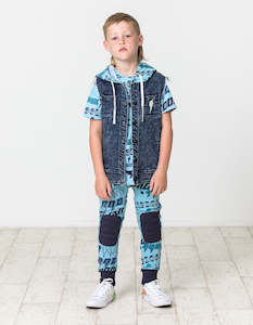 Boys Jackets: RD1614 BOLT DENIM SLEEVELESS HOOD
