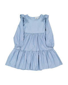 Winter Clearance: KR2038 RUFFLE CHAMBRAY DRESS