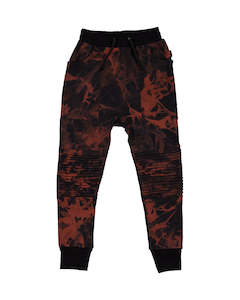 Size 2: RD2341 BLACK & RUST TIE DYE CAPTAIN PANT