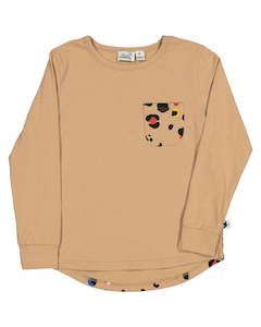 Kissed By Radicool Aw21 Autumn: KR1410 COLOUR POP LEOPARD POCKET L/S TEE