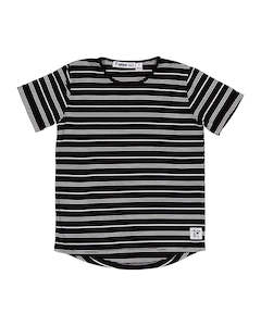 Size 2: RT1702 RAD TRIBE TEE IN BLACK & WHITE STRIPE