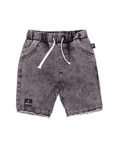 RD2436 ACID WASH BLACK DENIM SHORT