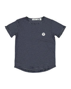 Summer Clearance 1: RT0900 NAVY TEE WITH BROKEN WHITE STRIPE