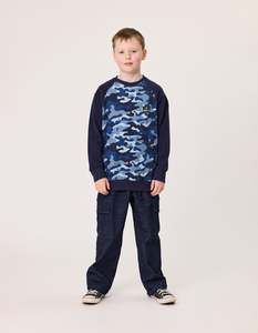 RD2509 BLUE CAMO RAGLAN CREW