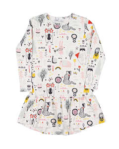 KR2436 FOREST DOODLE FRILL DRESS