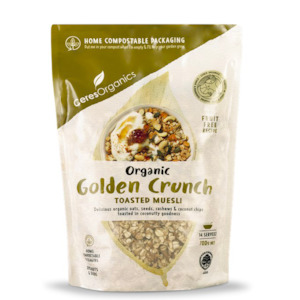 Cereals Flakes Puffs: CERES ORGANICS GOLDEN CRUNCH ORGANIC TOASTED MUESLI 700G
