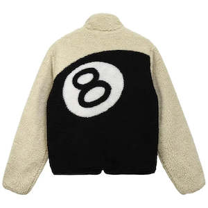 Apparel: Stussy 8 Ball Reversible Fleece Jacket - Cream/Black