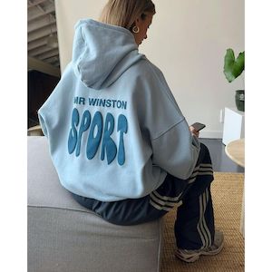 Mr Winston: Mr Winston Puff Hoodie - Frost Blue