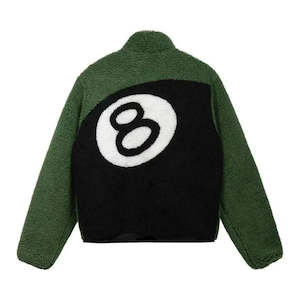 Stussy: Stussy 8 Ball Sherpa Reversible Jacket - Green