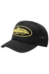 Corteiz Alcatraz Premium Puff Print Trucker Hat Black & Yellow