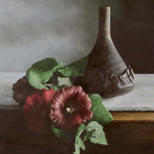 Peter Atkinson Six Months In Pompallier Mission Garden: March: Hollyhock and Dauber