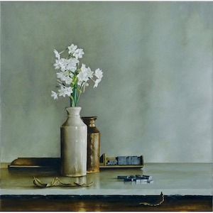 Peter Atkinson Six Months In Pompallier Mission Garden: June: Paperwhites and Letterpress (print)