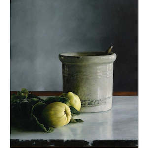 Peter Atkinson Six Months In Pompallier Mission Garden: January: Quinces and Stoneware (print)