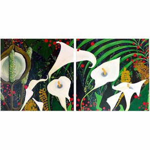 Out Back (Monstera and Arum Lilies)