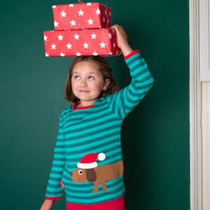 Toby Tiger - LS Tee - Organic Christmas Dog Applique