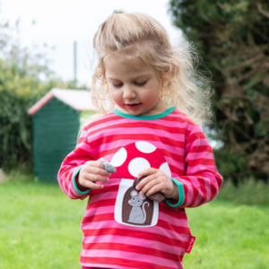 Toby Tiger: Toby Tiger - LS Tee - Organic Mouse and Mushroom Applique