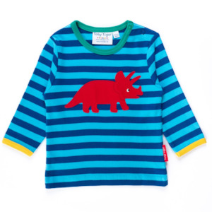 Toby Tiger: Toby Tiger - LS Tee - Organic Triceratops Applique