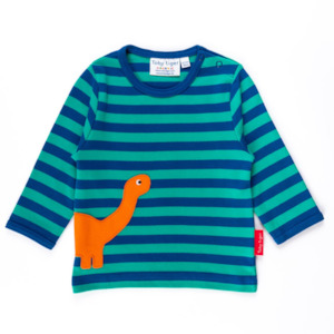 Toby Tiger: Toby Tiger - LS Tee - Organic Diplodocus Applique