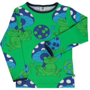 Smafolk - LS Tee - Frog and Snail - Apple Green