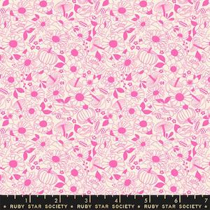 Fabric: Tiny Frights Halloween Floral in Neon Pink Fat Quarter - RSS Collective