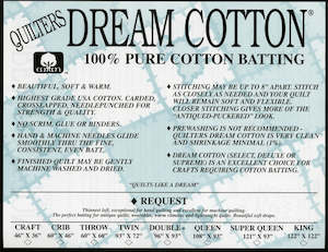 Batting: Request 100% Cotton Batting Full - Quilter’s Dream