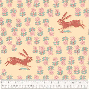 Individual Fat Quarters: Blush Rabbit 108" - Meadows Heather Ross Wideback Collection