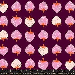 Ruby Star Society Fat Quarters: Strawberry Deep Plum (FQ) - Strawberry Kimberly Kight Ruby Star Society