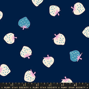 Ruby Star Society Fat Quarters: Strawberry Toss Navy (FQ) - Strawberry Kimberly Kight Ruby Star Society