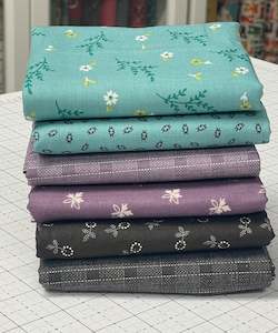 Riley Blake Fabrics: Gentler Times Plum Damsel Half Yard Bundle (6) - Lori Holt for Riley Blake Designs