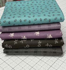 Gentler Times Plum Damsel Fat Quarter Bundle (5) - Lori Holt for Riley Blake Designs