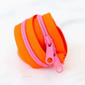30” Orangetastic Zipper - Pink Coil & Pulls