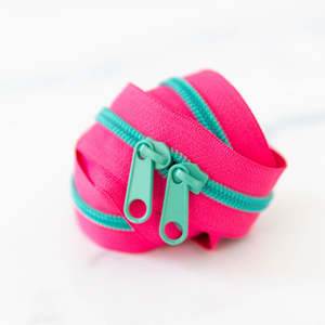 Zippers Bag Accessories: 30” Strawberry Zipper - Teal Green Coil & Pulls