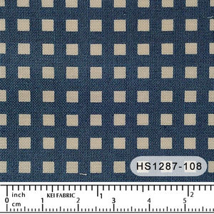 New At Rainbow Stash: Happy Sweet Home Checks Dark Blue - Kei Fabrics Japan