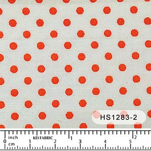 Happy Sweet Home White with Coral Dot - Kei Fabrics Japan