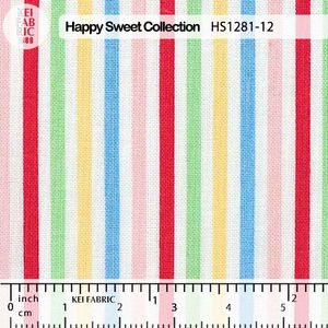 New At Rainbow Stash: Happy Sweet Home Multi Stripe - Kei Fabrics Japan