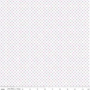 Swiss Dot Hot Pink on White (FQ) - Riley Blake Design Black Dot on White