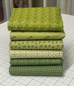 Riley Blake Fabrics: Gentler Times Basil & Lettuce Fat Quarter Bundle (6) - Lori Holt for Riley Blake Designs